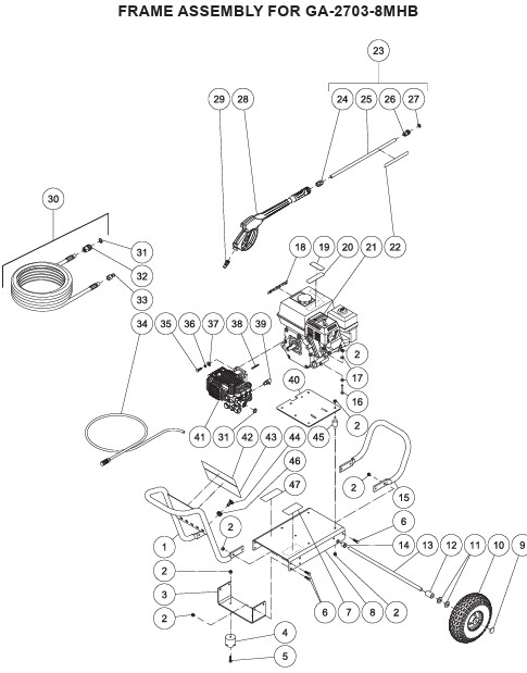 Grainger GA-2703-8MHB 3ANX3 pressure washer parts and manual